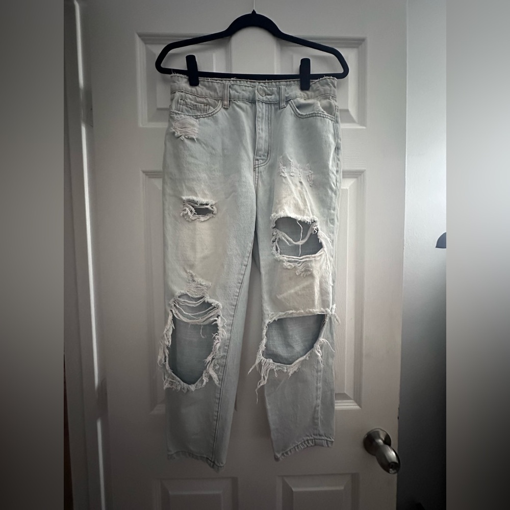 Fashion Nova ripped light blue jeans